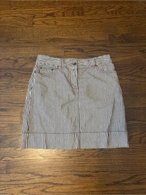 Boden Navy Blue Coastal Nautical Stripe Skirt Size 8